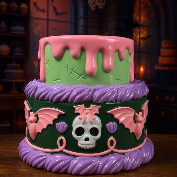 Bath & Body Works 2025 Halloween Cake Pedestal 3-Wick Candle Holder NEW SOLD OUT - Picture 1 of 1